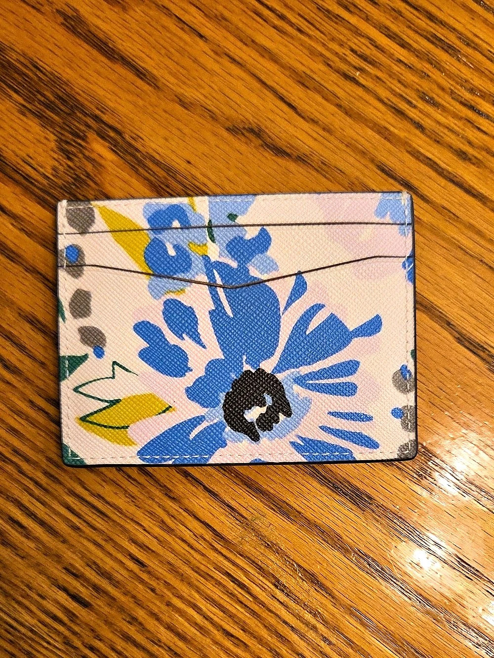 Kate Spade Flower Slim Cardholder Floral Cardholder in Blue & Pink NWT - Picture 2 of 4